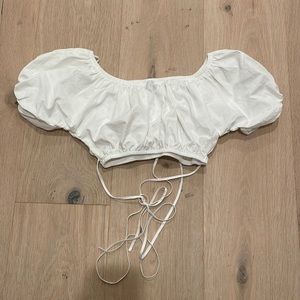 Garage Off-The-Shoulder Bubble Top, size small, color white
